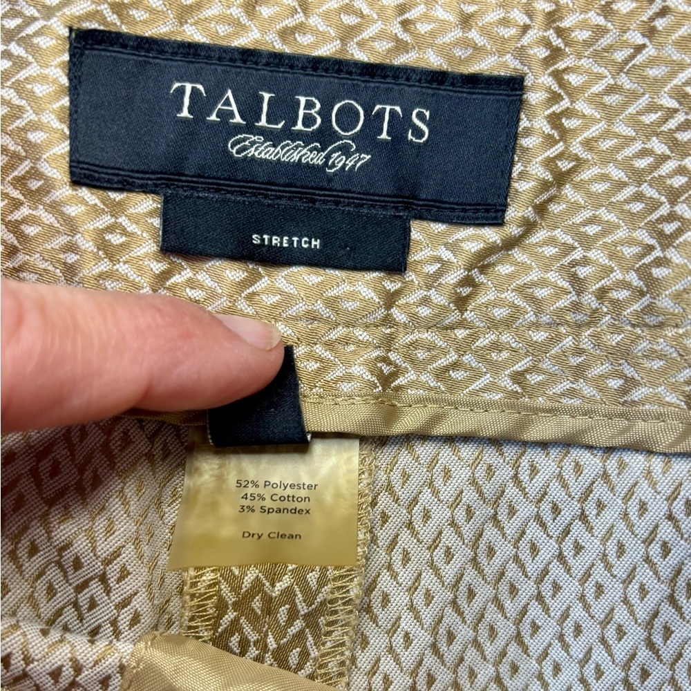 Talbots Gold Geometric Patterned Pants, Metalic S… - image 6